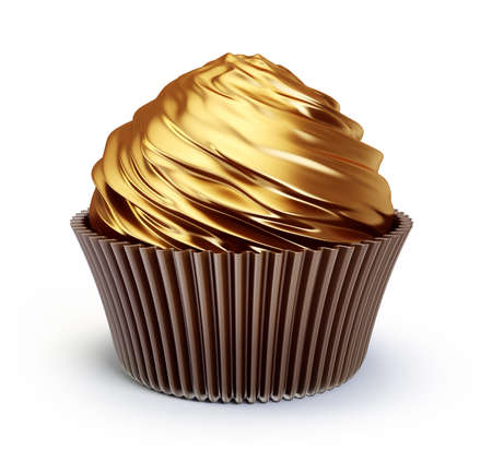 delicious cupcake isolated on a white. 3d illustrationの写真素材
