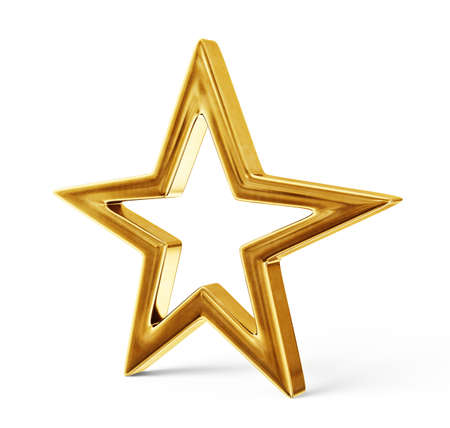 golden star isolated on a white background. 3d illustrationの写真素材
