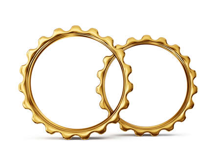 golden rings isolated on a white. 3d illlustrationの写真素材