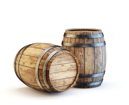wooden barrel isolated on a white. 3d illustration