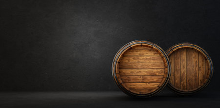 wooden barrel isolated on a black. 3d illustration