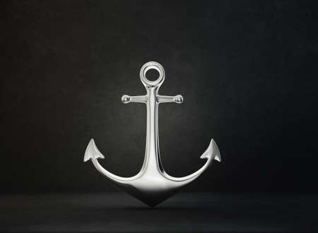 steel anchor isolated on a black. 3d illustrationの写真素材