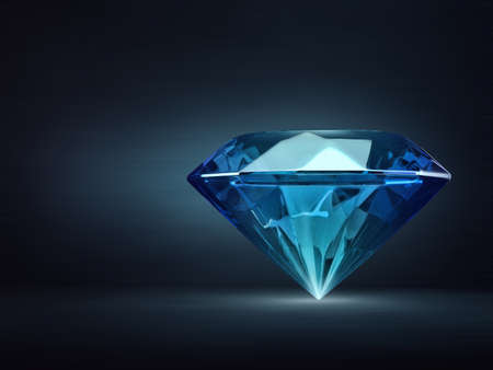 blue diamond isolated on a black. 3d illustrationの写真素材