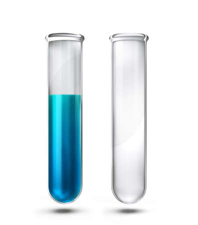 blue liquid in test tube isolated on a white. 3d illustrationの写真素材