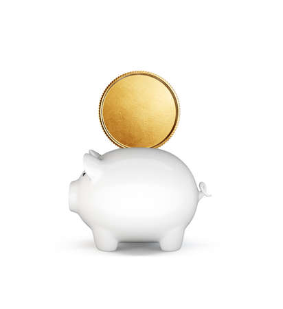golden crown isolated on a white. 3d illustrationの写真素材
