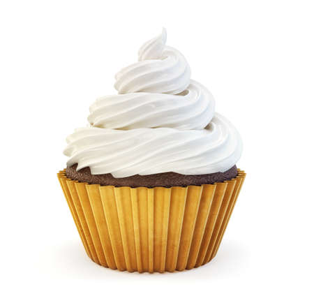 cupcake isolated on a white. 3d illustrationの写真素材