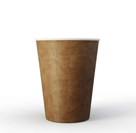 papper cup isolated on a white. 3d illustrationの写真素材