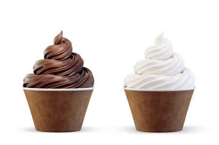 ice cream in papper cup. 3d illustrationの写真素材