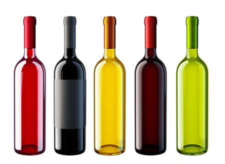 wine bottles isolated on a white. 3d illustrationの写真素材