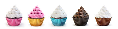 cupcake isolated on a white. 3d illustrationの写真素材