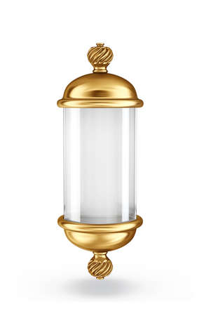 golden capsule isolated on a white. 3d illustrationの写真素材