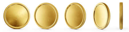 golden coins isolated on a white. 3d illustrationの写真素材