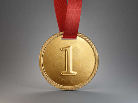 medal award isolated on a grey background. 3d illustrationの写真素材