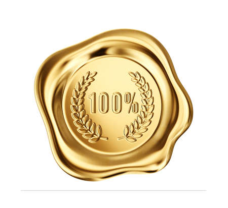 golden wax seal isolated on a white. 3d illustrationの写真素材