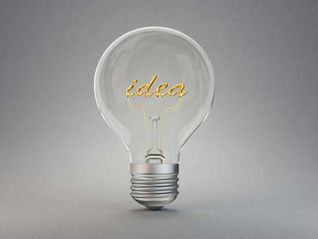 idea lightbulb isolated on a grey. 3d illustrationの写真素材
