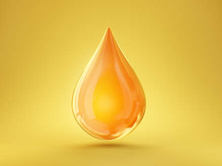 oil drop isolated on a yellow background. 3d illustrationの写真素材