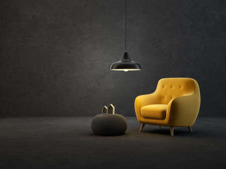 Modern design interior. Scandinavian furniture. 3d illustrationの写真素材