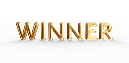 gold winner emblem on white backgound. 3d illustrationの写真素材