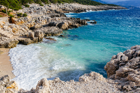 Kefalonia island with sunshine and clear skyの写真素材