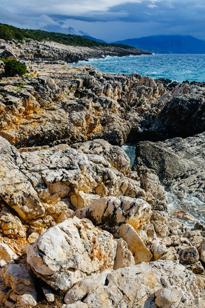 Kefalonia island with sunshine and clear skyの写真素材