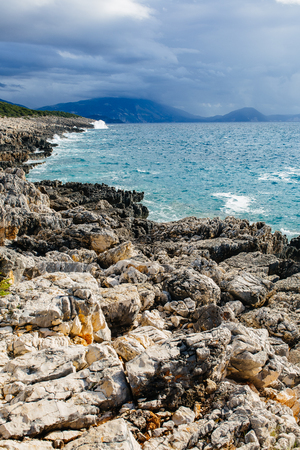 Kefalonia island with sunshine and clear skyの写真素材