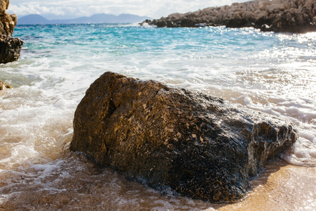 Kefalonia island with sunshine and clear skyの写真素材