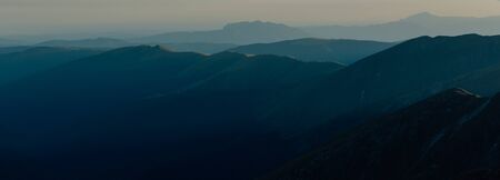 mountain landscape in the Carpathian Mountains, Fagaras, Romania, outdoors,  Sunset,の写真素材