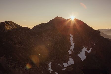 sunrise over the Fagaras Mountains, Romania. View from vanatoare lui buteanu Peak 2507 m,outdoorsの写真素材