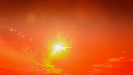 sunset cloudscape vivid vibrant wallpaper. Omega sunset gold red cloud orange sky, Amazing colors of the setting sun. colourfulの写真素材