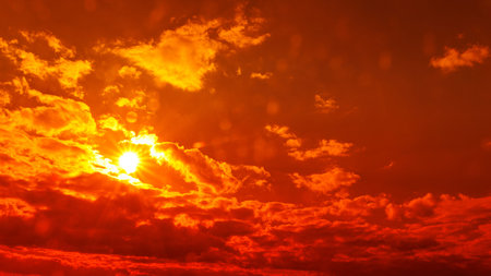 orange sky Clouds moving away rolling colorful sunset light dramatic clouds in golden hour Footage....