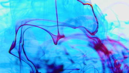 vibrant Color paint drops in water, abstract color mix, multicolored Inky cloud swirling flowing underwater. Abstract white isolatedの写真素材