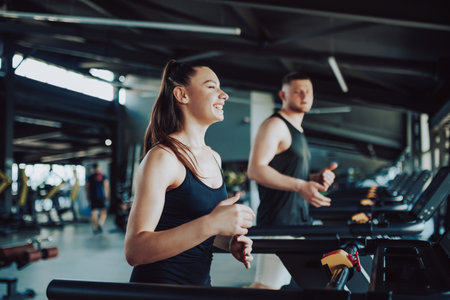 A group of people, including a young woman and men of various ethnicities, participating in a challenging sport training session led by a male personal trainer.の写真素材