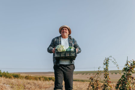 Authentic Senior Farmer in the Countryside Capturing a Seasoned Mans Dedication to Agricultural...