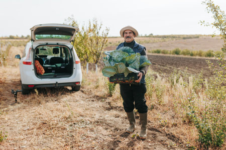Experience the artistry of sustainable horticulture through the lens of an aged Latin farmer. This image captures the farmers engagement in cultivating high-quality crops, showcasing the wisdomの写真素材