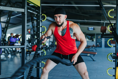 Indoor Fitness Excellence Young Athlete with Gym Rope