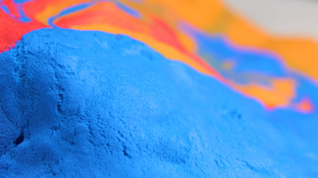 multicolored plasticine rotates close up view