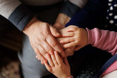 Family members share a touching moment of connection and support together