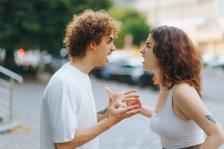 Angry Couple Has Intense Argument on City Sidewalk