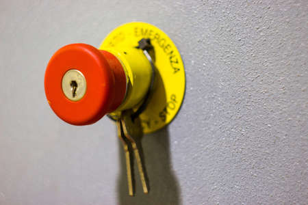 stop button with lock and keysの写真素材