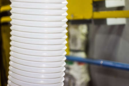 white plastic corrugated air ductの写真素材