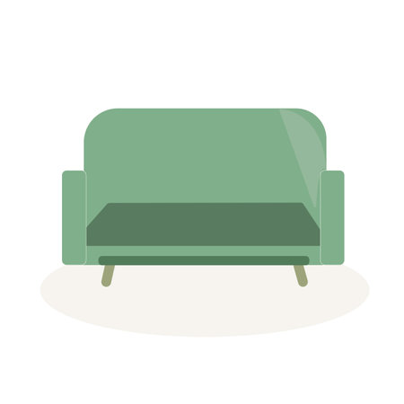 Green sofa on white background. Element of interior. Home furniture element. Modern styleのイラスト素材