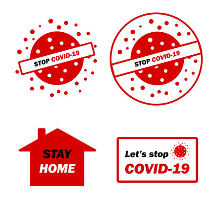 Stay home set covid-19. Working from home. Homeschooling. Vector icons set. Stay home stickersのイラスト素材