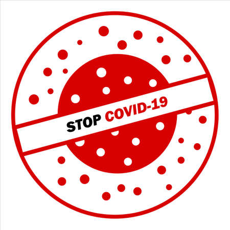 Stop covid-19 slogan. Isolated on white background. Covid sticker. Covid-19.のイラスト素材