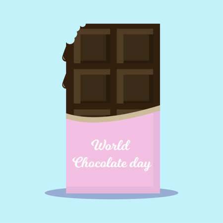 World chocolate day. Bitten meling chocolate bar