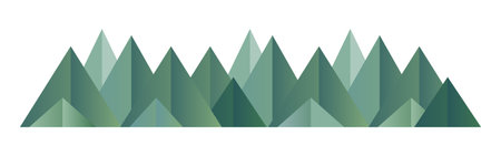Low poly green mountains range. Vector polygonal shapes illustration