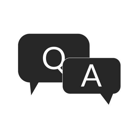 Q and A black icon Question and Answer with speech bubble symbol in filled black styleのイラスト素材
