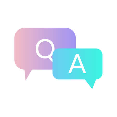 Q and A gradient icon Question and Answer with speech bubble symbol in modern gradient styleのイラスト素材