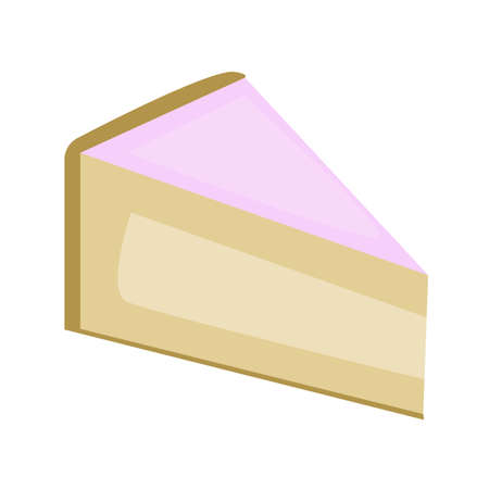 Cheese cake. Piece of pink cake in flat style vector illustrationのイラスト素材