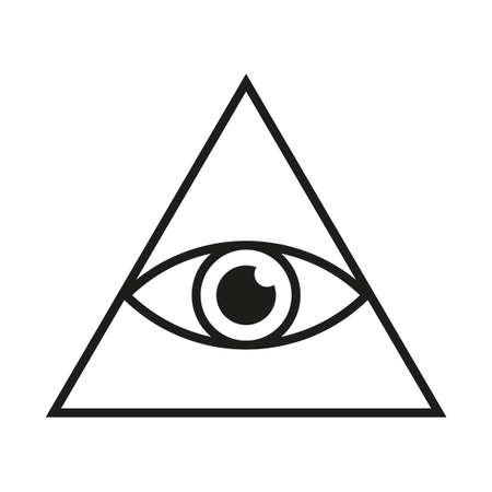 Eye in triangle simple minimalistic symbol. All seeing Illuminati eye pyramid isolated vector illustrationのイラスト素材