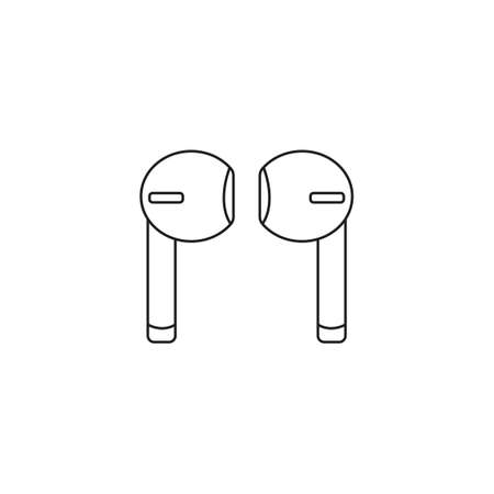 Air pods outline icon, wireless earphones symbol isolated vectorのイラスト素材